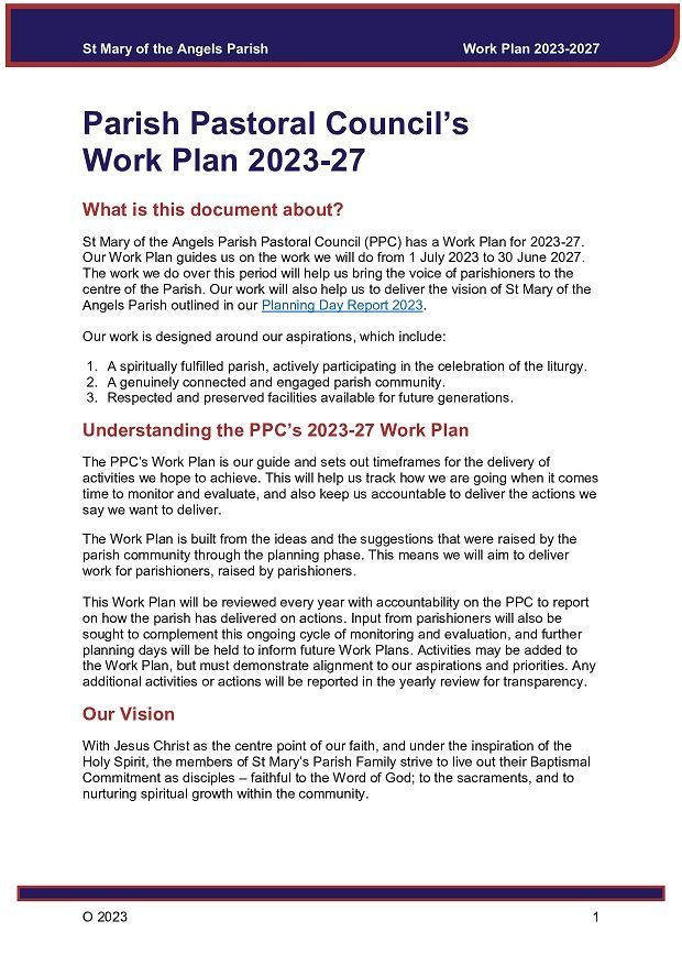 Forward Work Plan
